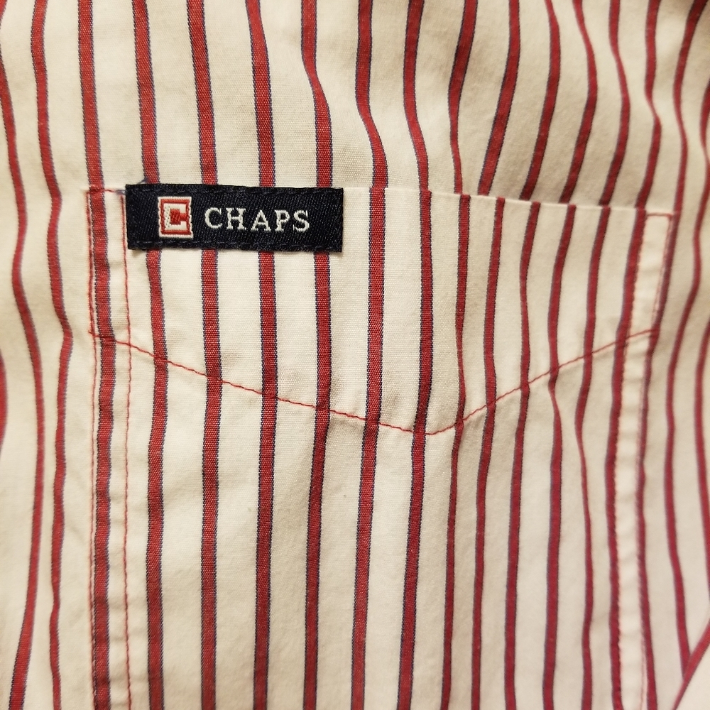 Chaps Long Sleeve Striped Button Down Size L Euc - image 3